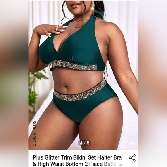 New 2 piece Halter top Bikini  Bathing Suit Swim Suit Plus Size 4XL - Picture 1 of 6